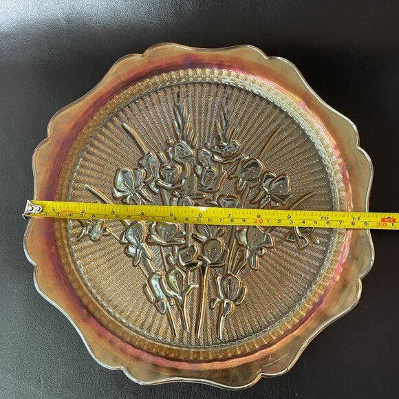 Vintage 50s Jeanette Iridescent Marigold Iris Herringbone Plate/Platter - Picture 5 of 5